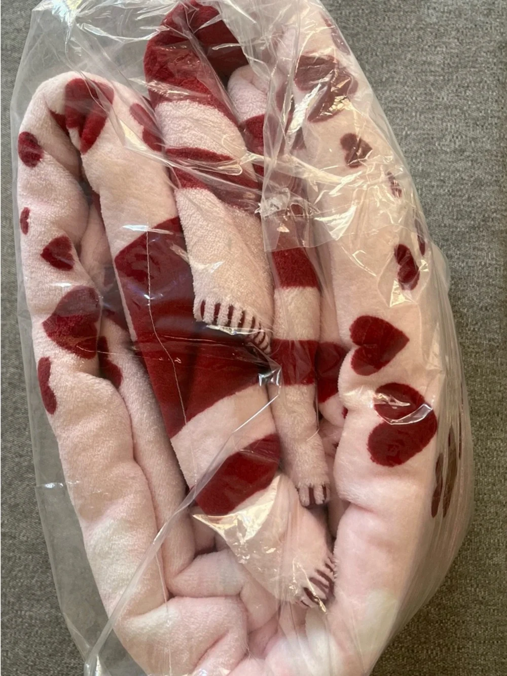 Pink Blanket with Red and White Heart Accents - Picture 3 of 4